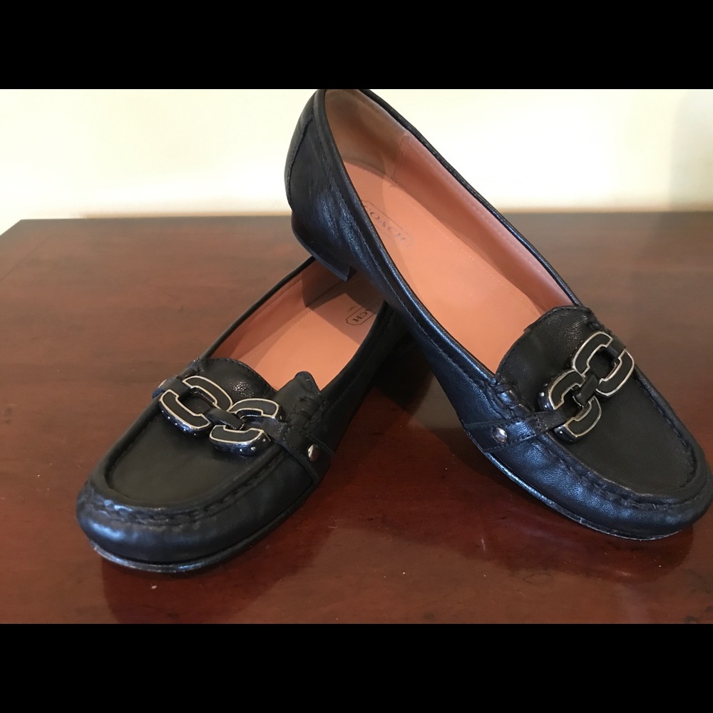 Coach Black Leather Flats